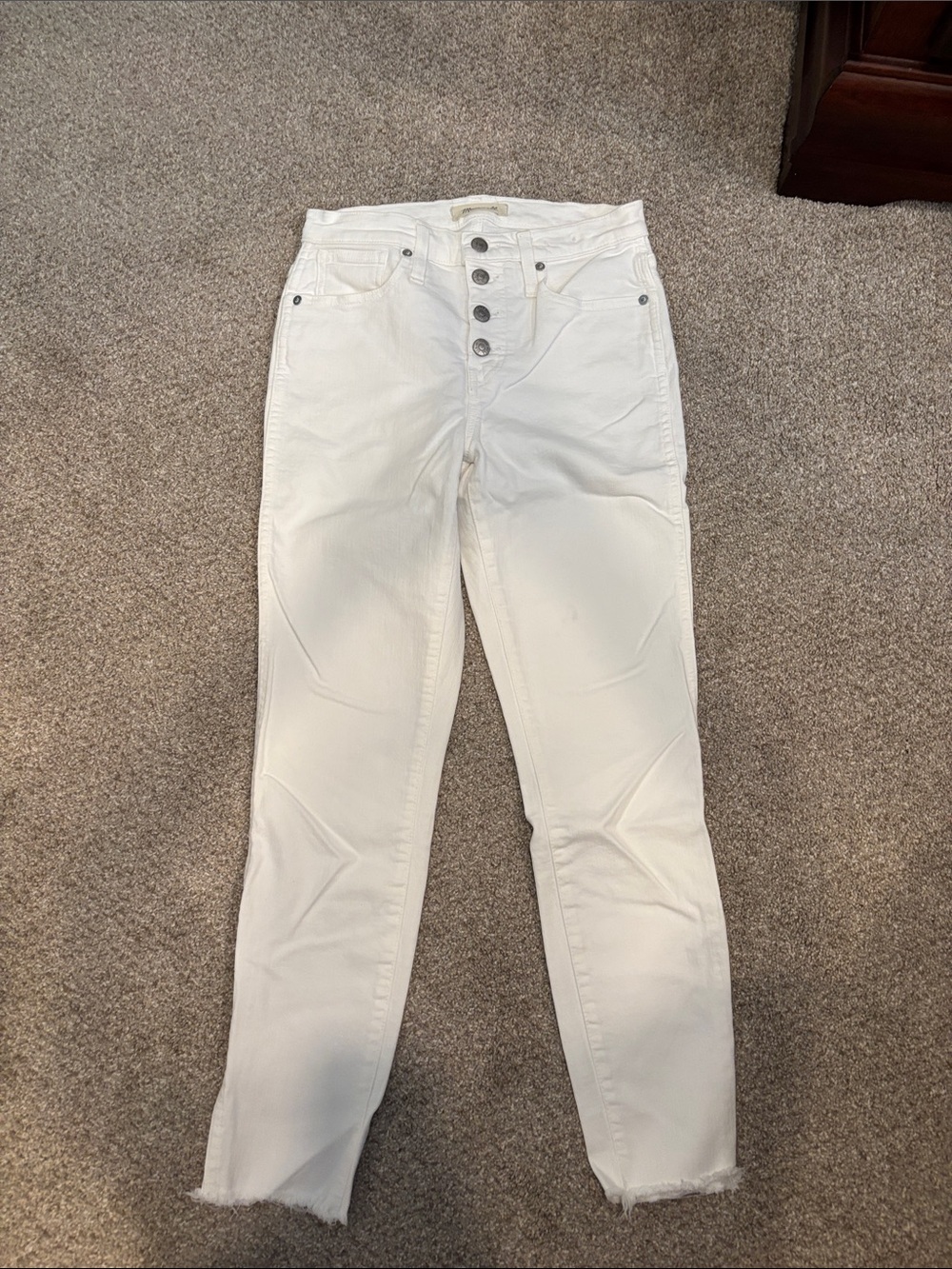 High-Rise White Button-Fly Jeans for Women